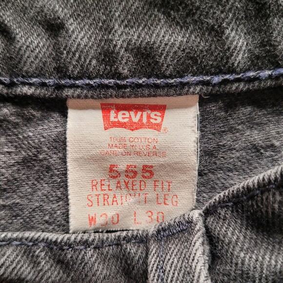 Vintage Levis 955 Shorts Mens 30 Black Denim Faded Cut Off 90s Y2K Distressed - Picture 4 of 8